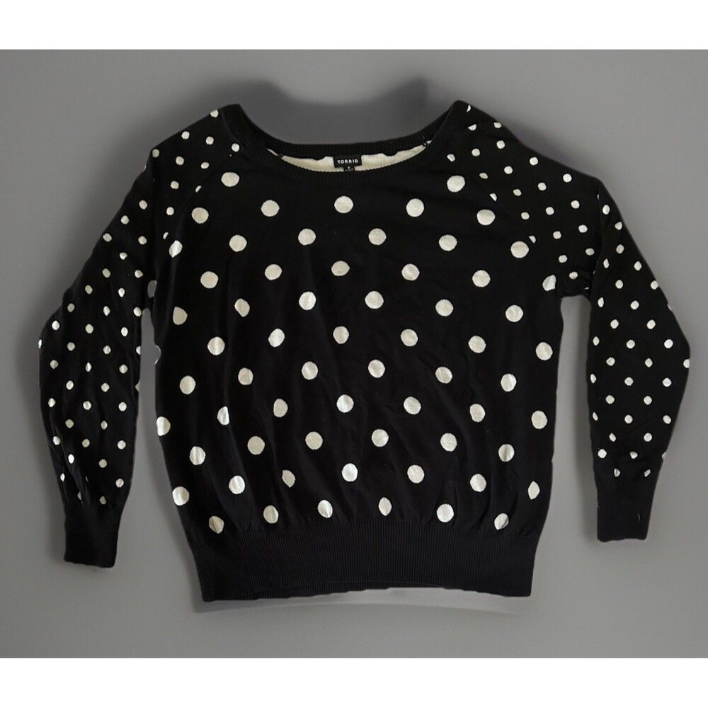 Torrid Black and White Polka Dot Sweater
